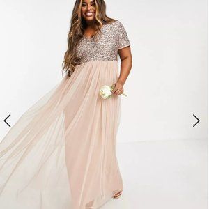 Maya short sleeve sequins gown (NOT V-NECK)